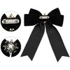 INSPIRE CHIC Women's Imitation Pearl Rhinestone Elegant Velvet Pre-Tied Bow Tie Brooch for Wedding Party - 3 of 4