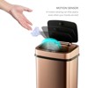 SEVOBAL Indoor Trash Cans Modern 3.2 Gallon Trash Can Touchless Sensor Motion Bin Automatic Smart Office Bedrooms Kitchen, Golden, 10.3"*7.8"*14" - 2 of 4