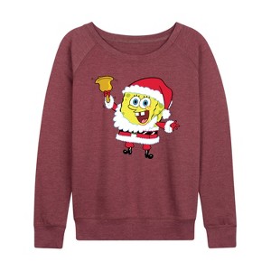 Women's - SpongeBob SquarePants - Dear Santa Lightweight French Terry Wide Neck Long Sleeve Shirt - 1 of 4