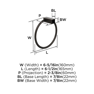 Oil-Rubbed Bronze 6-1/2 Inch Wall Mounted Towel Ring