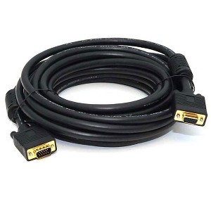 Monoprice Super VGA Cable - 25 Feet - Black | Male to Female With Ferrites For In-Wall Installation | Gold Plated, CL2 Rated - 1 of 3