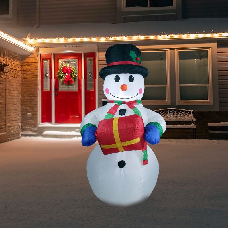 Northlight 5' Pre-Lit White and Red Inflatable Lighted Snowman Christmas Yard Art Decor, 2 of 5