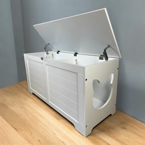 DSVIMOY Top open Cat Litter Box Enclosure Furniture, Cat Washroom, Hidden Litter Box Cover, Cat House, White, 39.37"*15.55"*19.49" - 1 of 4
