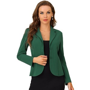 Allegra K Women's Elegant Work Office Lapel Collar Button Down Regular Fit Suit Blazer - 1 of 4