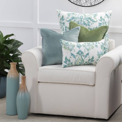 Ice Blue Velvet Square Throw Pillow with Cotton Flange