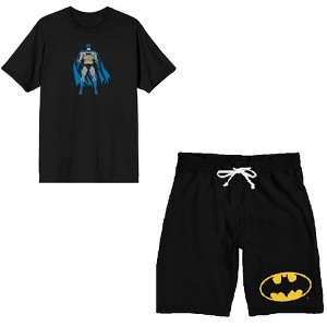 Batman Power Pose Men's Short Sleeve Shirt & Sleep Shorts Set - 1 of 4