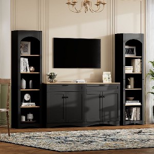 NicBex 2-Piece 72"H Vintage Bookcase Set with Adjustable Shelves, Free Standing 5 Tier Wood Grain Bookshelves, Farmhouse Two-Tone Storage Cabinet - 1 of 4