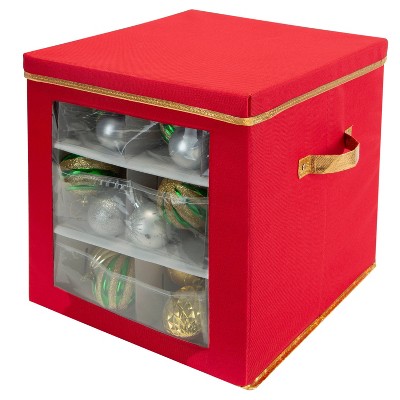 Storage Box with Window & Divider - Simplify: Durable, Zippered Lid, Holds 27 Large Ornaments