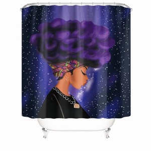 Starry Girl With Purple Hair Shower Curtains for Bathroom Waterproof Fabric Bath Curtain Durable Soft Stylish Bathroom Decor 72x72 Inch - 1 of 1