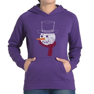 LA Pop Art Snowman Face - Women's Word Art Hooded Sweatshirt - 1 of 4