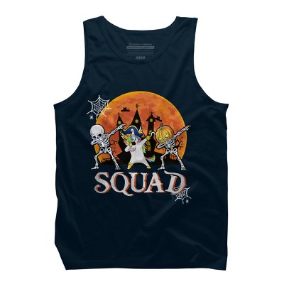Men's Design By Humans Halloween Squad Skeleton Unicorn Dabbing By dodorindesign Tank Top