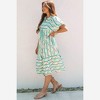 Amaryllis Women’s Midi Dress Vertical Floral Stripe Print Flutter Sleeve Split Neck Tiered Dress - 3 of 4