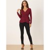 Allegra K Women's Elegant V-Neck Long Sleeves Tie Waist Knit Casual Wrap Peplum Blouse - 4 of 4