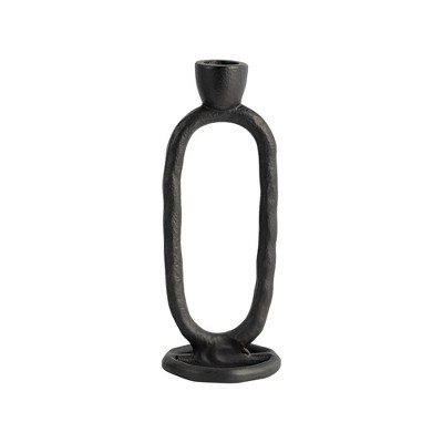 Oval Ring Taper Candle Holder - Contemporary Abstract Metal Candle Display for Home or Office Decor - Wedding Event Candle Decor