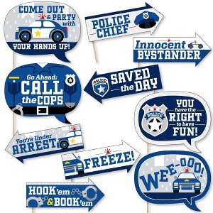 Big Dot of Happiness Funny Calling All Units - Police - Cop Birthday Party or Baby Shower Photo Booth Props Kit - 10 Piece - 1 of 4