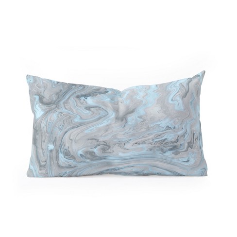 Lisa Argyropoulos Ice Blue And Gray Marble Oblong Throw Pillow