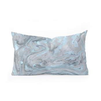 Lisa Argyropoulos Ice Blue and Gray Marble Oblong Throw Pillow - Society6