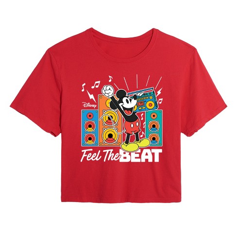 Women's - Disney - Mickey Feel The Beat Cropped Graphic T-Shirt - image 1 of 4