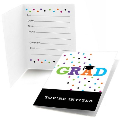 Big Dot of Happiness Hats Off Grad - Fill In Graduation Party Invitations (8 count)