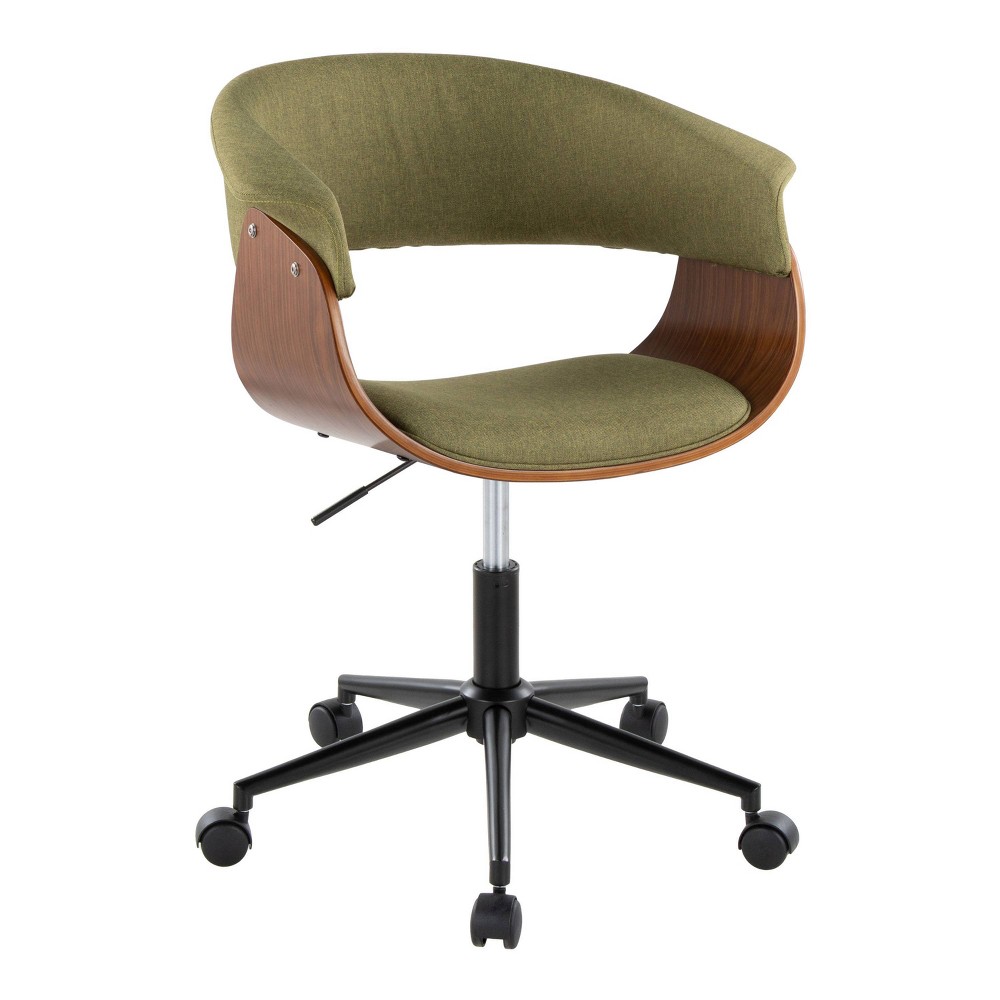 LumiSource Vintage Modern Office Chair Black Walnut Wood/Green Fabric