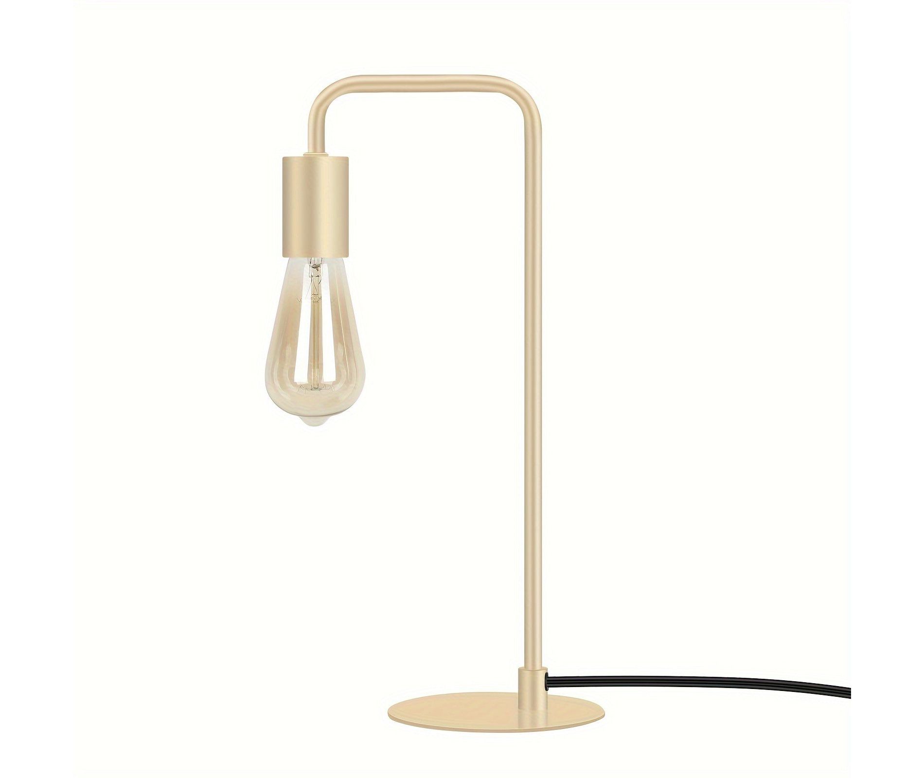 Gold Small Metal Bedside Table Lamp with Standard E26 Socket (Bulb Not Included) for Bedroom & Office Minimalist industrial style