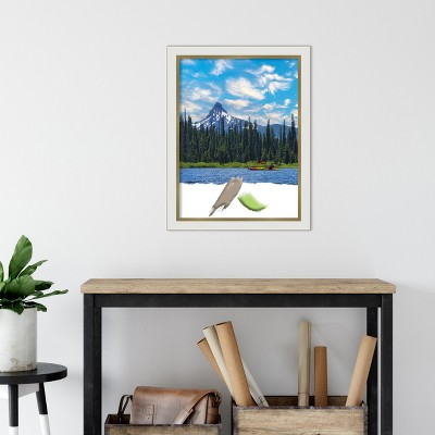Eva White Gold Narrow Wood Picture Frame 18x24