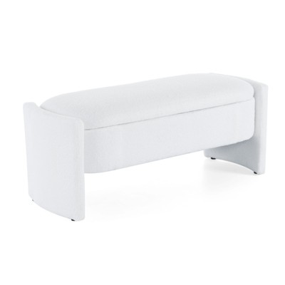 DSVIMOY Elegant Long - Shaped Storage Ottoman Bench with Simple and Grand Design, White, 47.24"*18"*19"