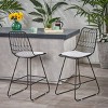 Modern Outdoor Armless Industrial Wire Mesh Back Counter Stool with Cushion Set of 2,Outdoor Patio Barrel Barstool,Bistro Stool-Cuddlewood - 2 of 4