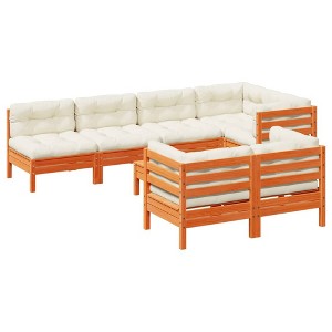 vidaXL 8 Piece Patio Sofa Set with Cushions - Wax Brown - 1 of 4