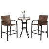 3 Piece Patio Bar Set, Outdoor Wicker Counter Height Bar Stools with Coffee Table, Bar Height Table Bistro Set for Backyard Garden Poolside - 2 of 4