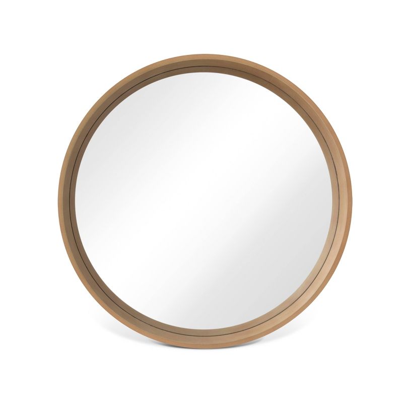 Wood Round Mirror Natural - WallBeyond, 1 of 9