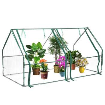 Gardenised Green Outdoor Waterproof Portable Plant Greenhouse with 2 Clear Zippered Windows