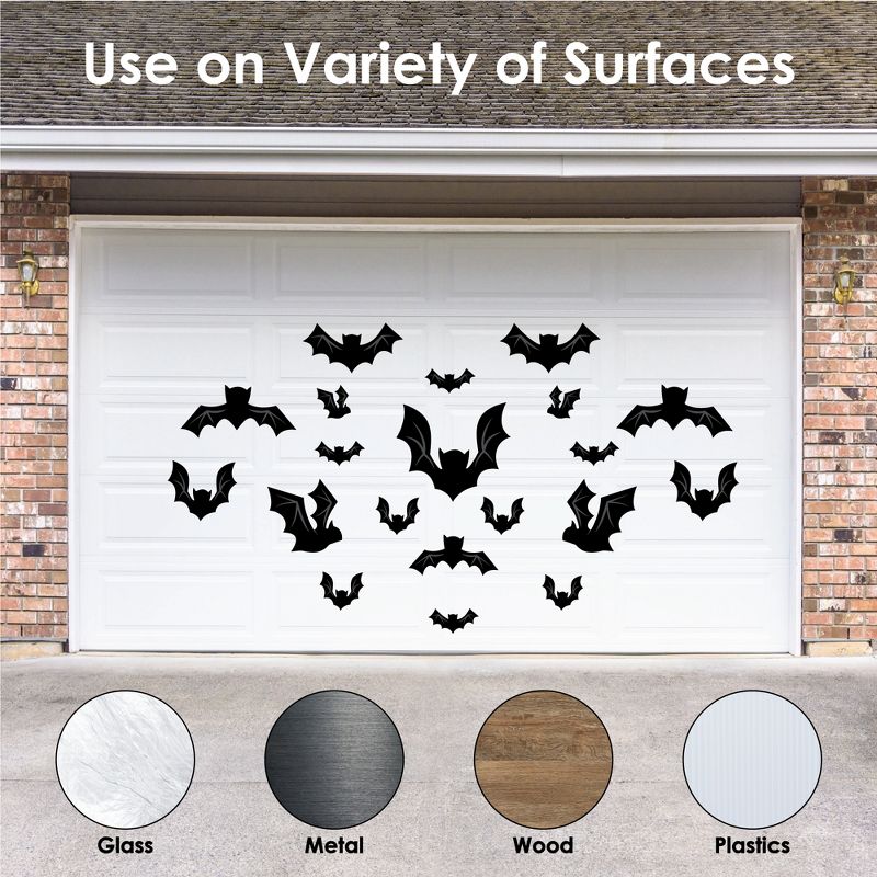 Big Dot of Happiness Black Bats - Peel and Stick Halloween Vinyl Wall Art Stickers - Wall Decals - Set of 20, 5 of 9