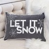 Gulches "Let It Snow" Gray Velvet Lumbar Pillow,14x20 with Insert, Winter Sofa Accent with Frosted Berries Trim - 2 of 4