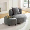 LOVMOR Modern Chair, Single Teddy Fabric Sofa Chair with Ottoman, SideTable, Foot Rest Comfy chair for Living Room Bedroom and Office - 2 of 4