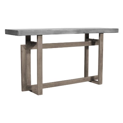 Rustic Light Brown Mango Wood 60" Console Table with Geometric Base