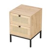 Dexmalle Set of 2 rectangle Rattan Bedside Table Nightstand - 3 of 4