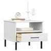 vidaXL Bedside Table with Metal Legs White Solid Wood Pine OSLO - 3 of 4