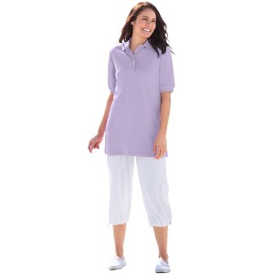 Woman Within Elbow-Sleeve Polo Tunic - 1 of 4