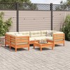 vidaXL 7 Piece Patio Sofa Set with Cushions Wax Brown Solid Wood Pine - Wax Brown - 3 of 4