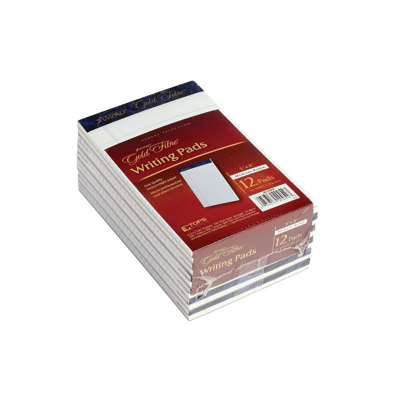 Ampad Gold Fibre Notepads 5" x 8" College Ruled White 50 Sheets/Pad 12 Pads/Pack (20054), 2 of 6
