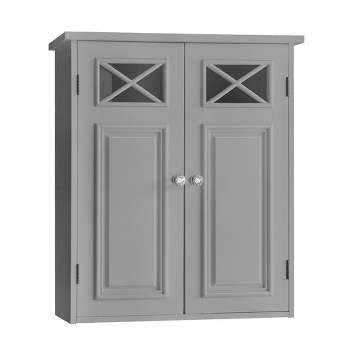 Teamson Home Dawson Two-Door Removable Wall Cabinet, Gray