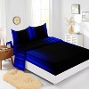 Blue and Black Full Sheet Set – 4Pcs Ombre Gradient Bedding with 1 Flat Sheet, 1 Fitted Sheet, 2 Pillowcases, Modern Metallic Geometric Style - 2 of 4