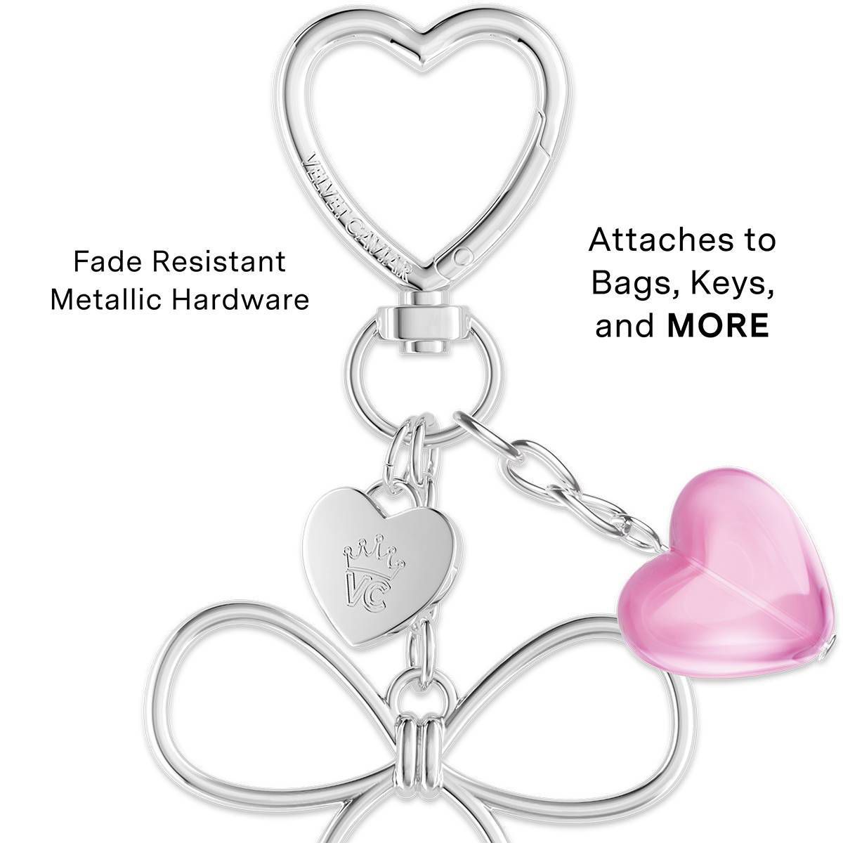 VELVET CAVIAR Tech Charm Accessory Gift Set - Silver Bow Pink Bows - thumbnail 2