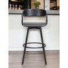 HomeRoots 31" Gray and Black Faux Leather with Metal Swivel Bar Height Bar Chair - 2 of 4