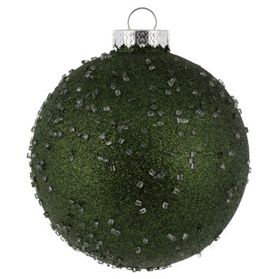 4ct Vickerman 6" Ornament Ball Moss Green Ice