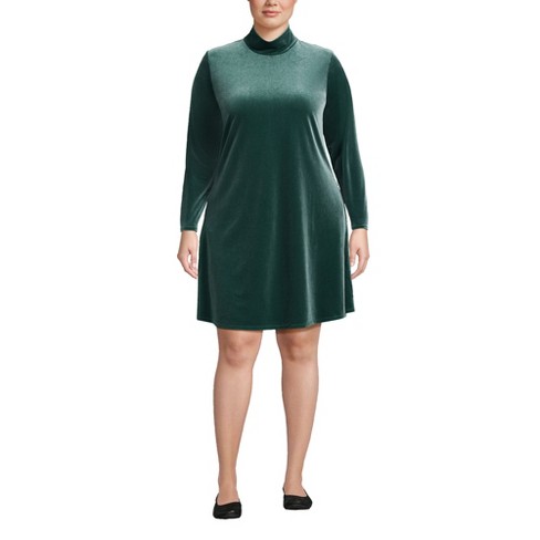 Lands End Women s Plus Size Long Sleeve Velvet Turtleneck Dress 1x Deep Balsam Target