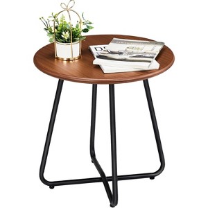 VINGLI Patio Small Side Table, Waterproof Round Metal Steel Outdoor Side Table End Table for Garden Balcony Porch and Indoor - 1 of 4
