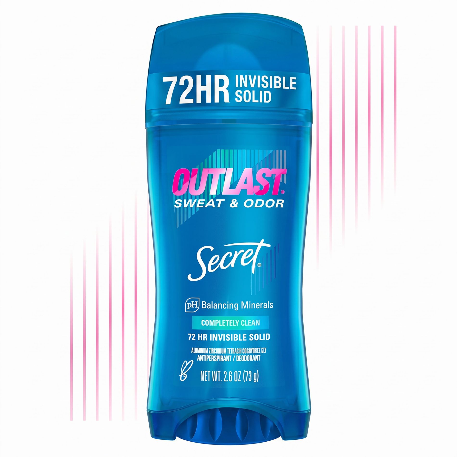 Secret Outlast Invisible Solid Antiperspirant & Deodorant for Women - Completely Clean Scent - 2.6oz: Paraben-Free Formula