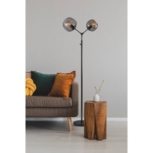 Adesso 71.5" Ashton Collection Tall Floor Lamp Black (Includes LED Light Bulb): Vintage Edison Bulbs, Smoked Glass - 1 of 4